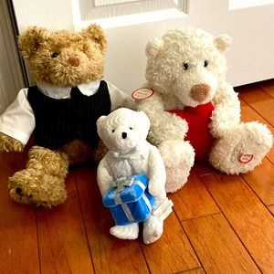 3 teddy bears. NWT Hallmark. Gently used build a bear & small gift box bear